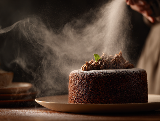 Aksamitny velvet na tortach i deserach z użyciem zamszu w sprayu