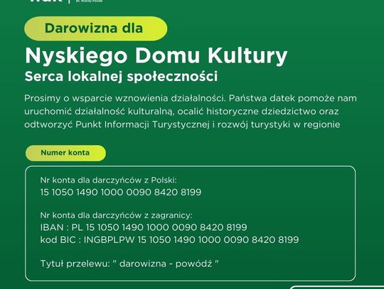 Darowizna dla Nyskiego Domu Kultury