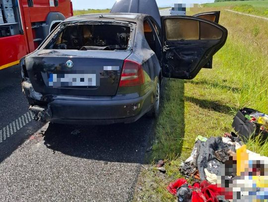 Pożar auta na obwodnicy Nysy