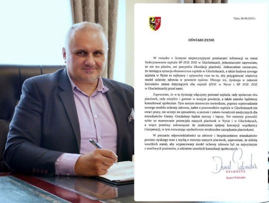 Szpital w Głuchołazach nie zostanie zlikwidowany – stanowcze oświadczenie starosty Daniela Palimąki