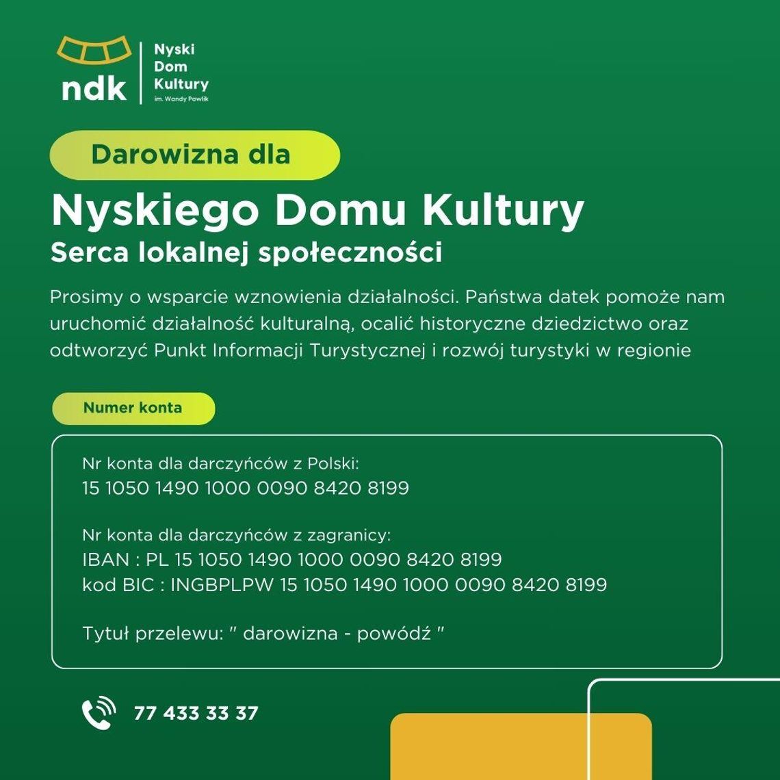 Darowizna dla Nyskiego Domu Kultury
