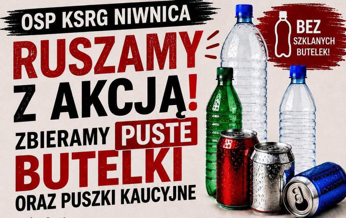 Pomóżmy naszym strażakom. Trwa zbiórka butelek z kaucją dla OSP Niwnica Pomóżmy naszym strażakom. Trwa zbiórka butelek z kaucją dla OSP Niwnica