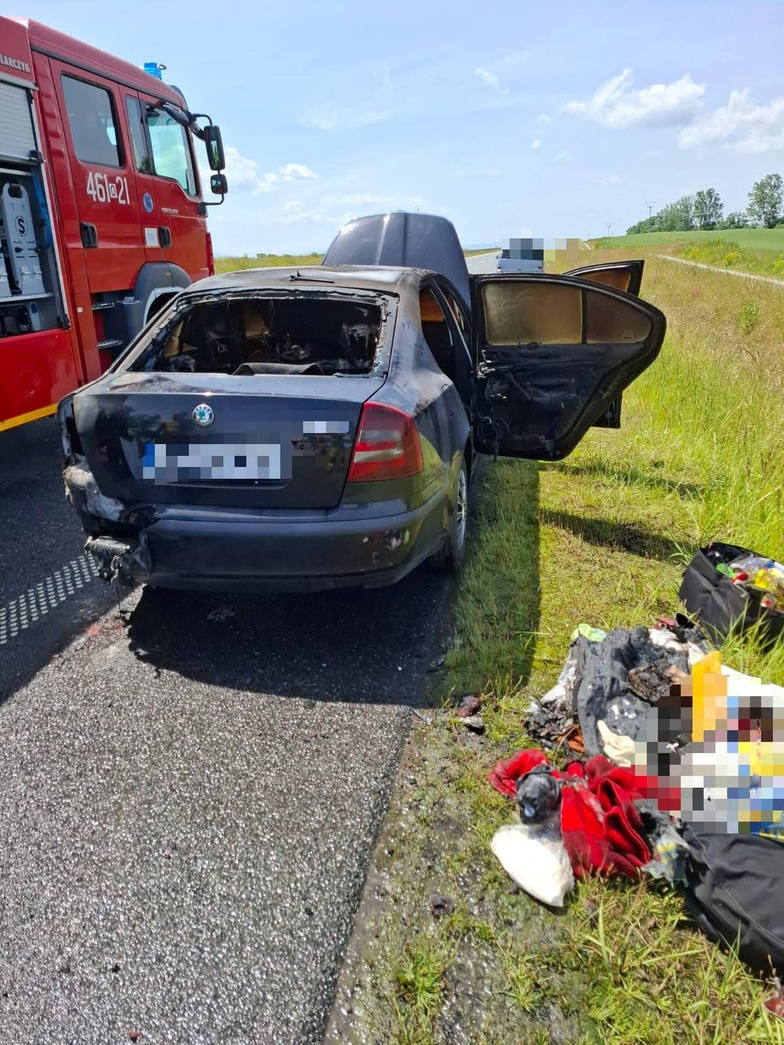 Pożar auta na obwodnicy Nysy