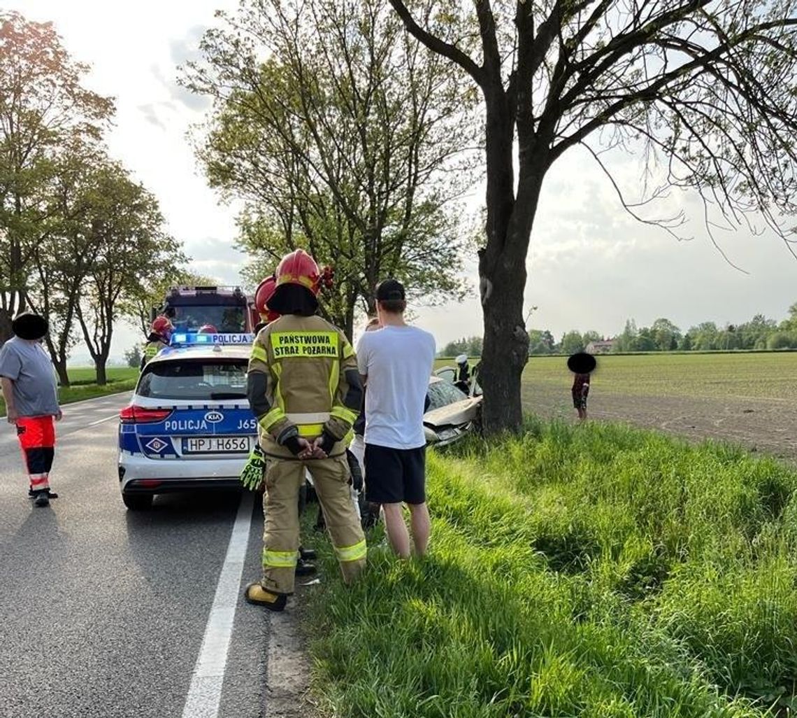 Samochód uderzył w drzewo. Wypadek na DK46 Otmuchów-Paczków