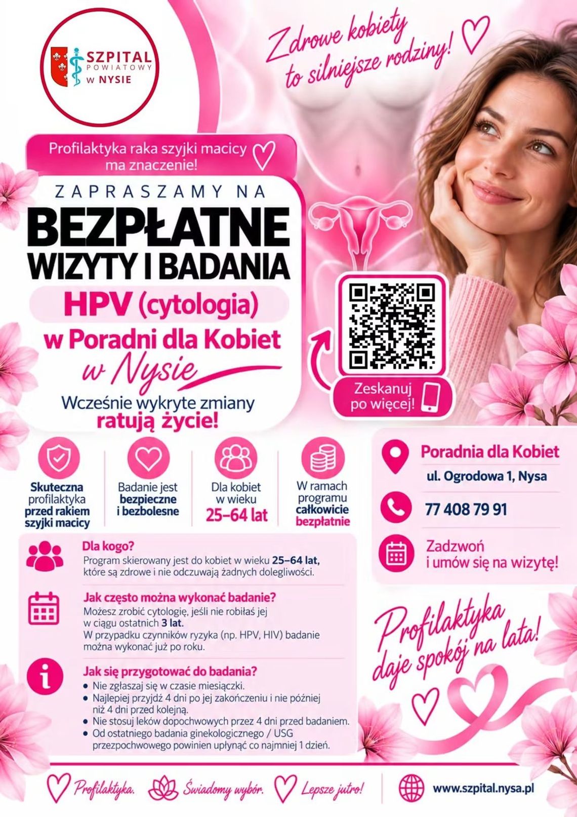ZADBAJ O SIEBIE – BEZPŁATNE BADANIA W PORADNI DLA KOBIET ZADBAJ O SIEBIE – BEZPŁATNE BADANIA W PORADNI DLA KOBIET