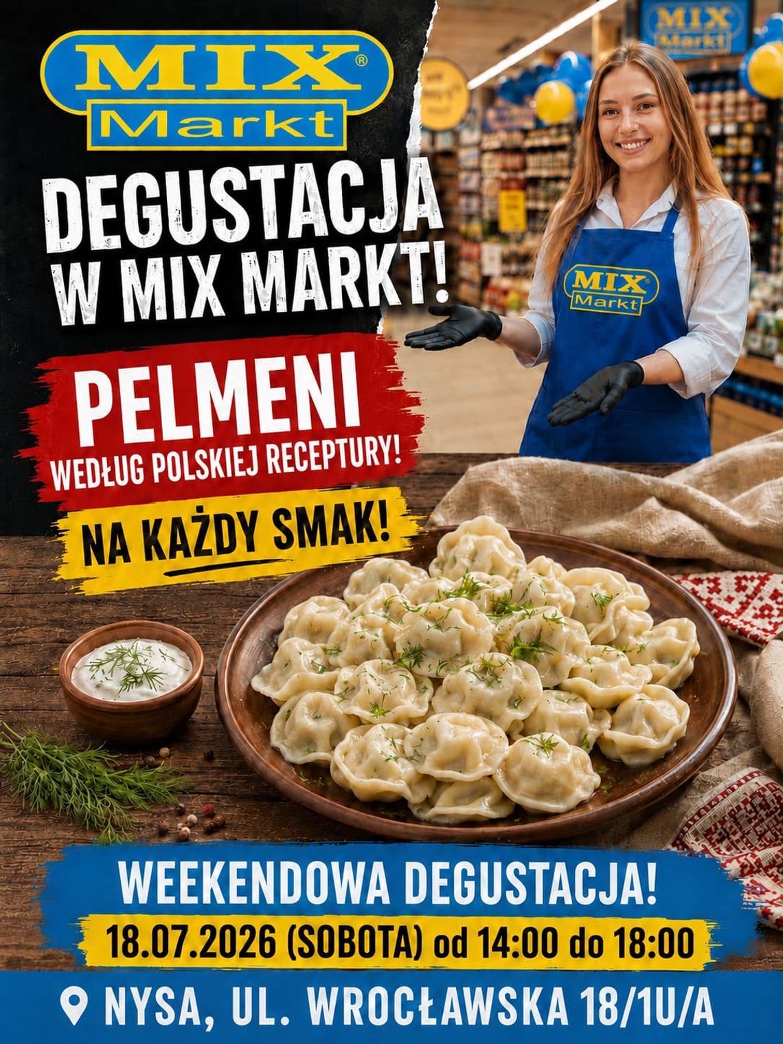Degustacja pelmeni w Mix Markt Nysa